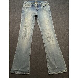 De Coded Patched Flared City Retro Casual Blue Jeans‎ Women's Sz 9/10 Denim